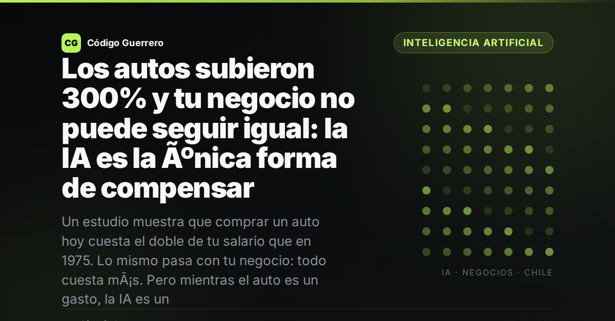 Los autos subieron 300% y tu negocio no puede seguir igual: la IA es la Ãºnica forma de compensar
