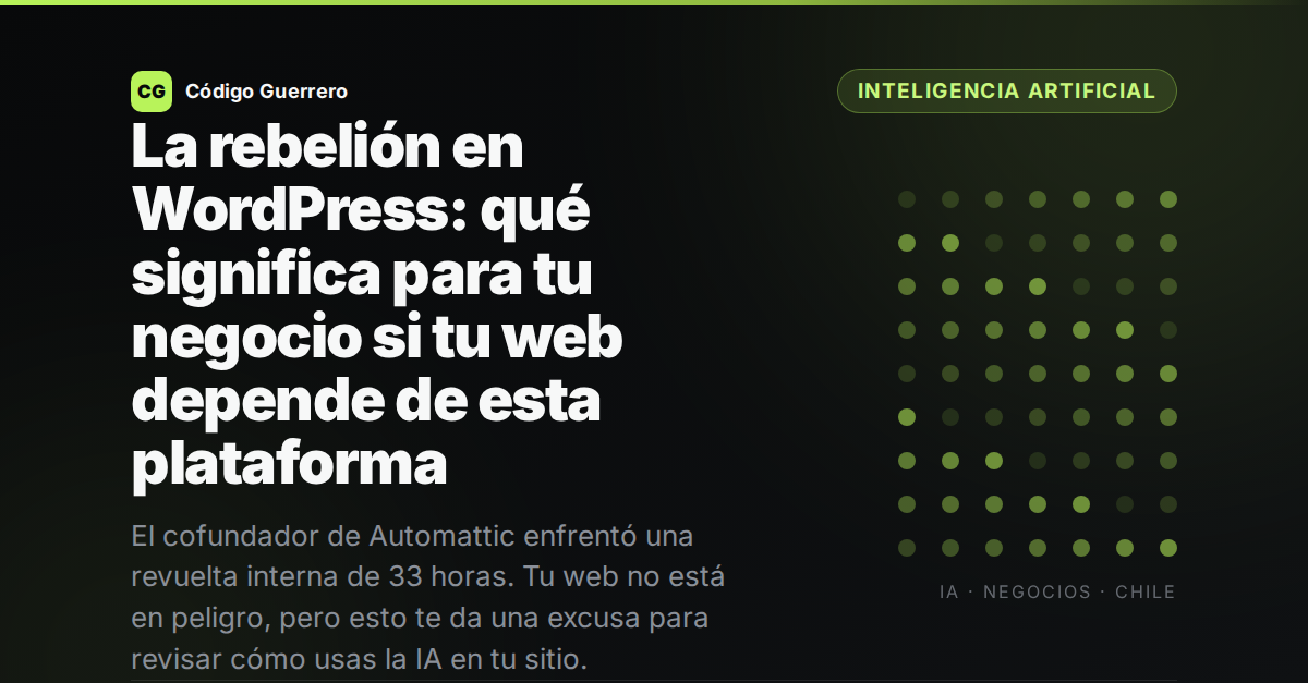 La rebelión en WordPress: qué significa para tu negocio si tu web depende de esta plataforma